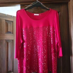 Calvin Klein red sequin t shirt top